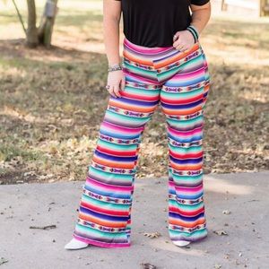 Multi-Color Stripe Wide-Leg Women's Pants
